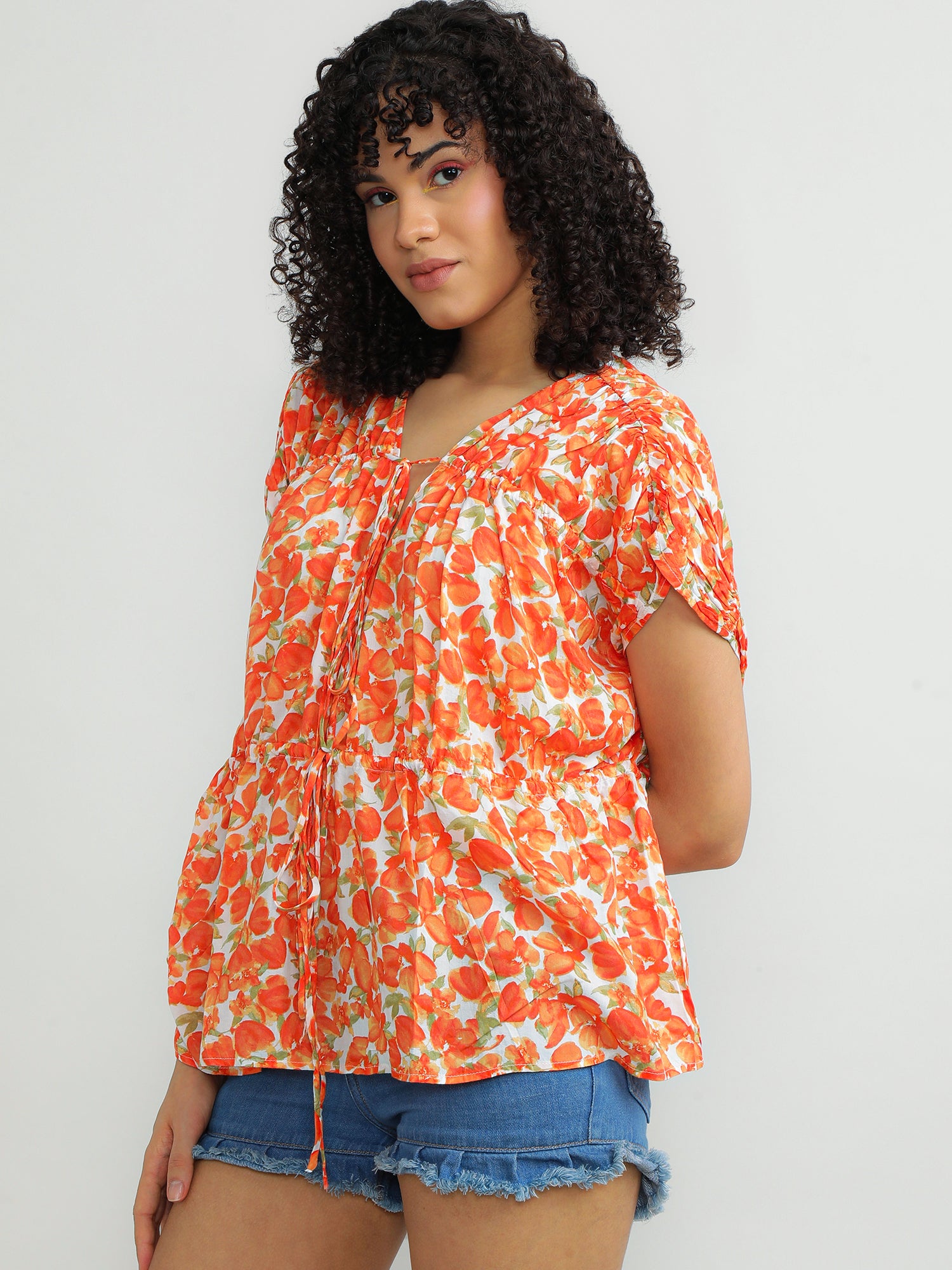 Women Modal Orange Fun Top