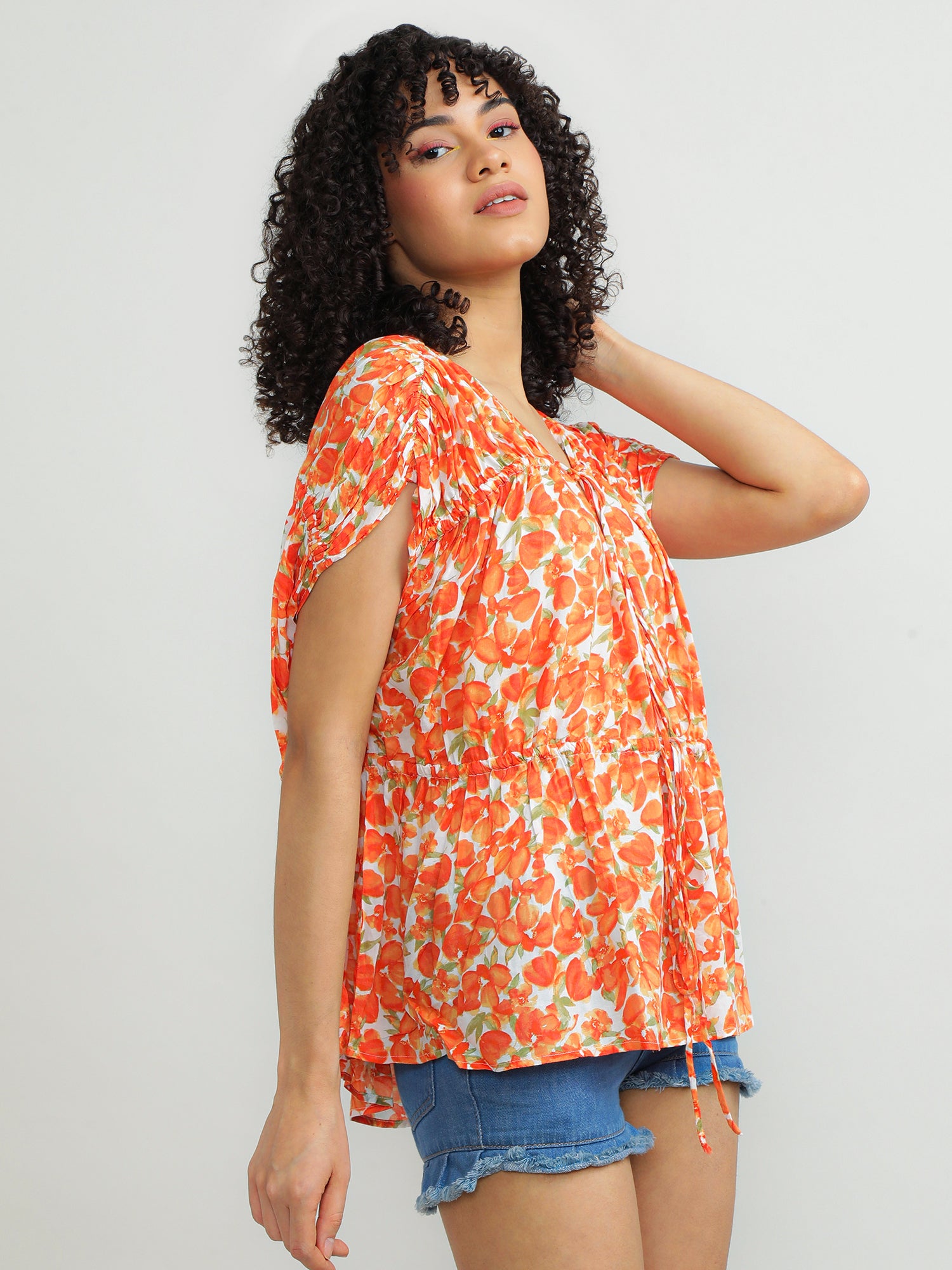 Women Modal Orange Fun Top