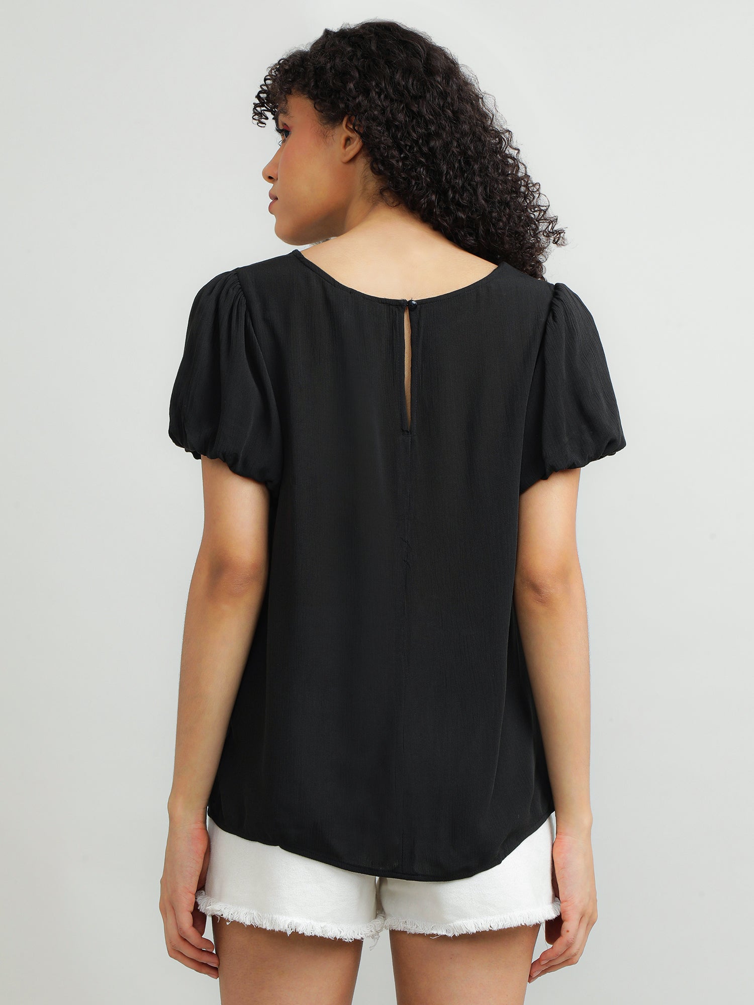 round neck black top