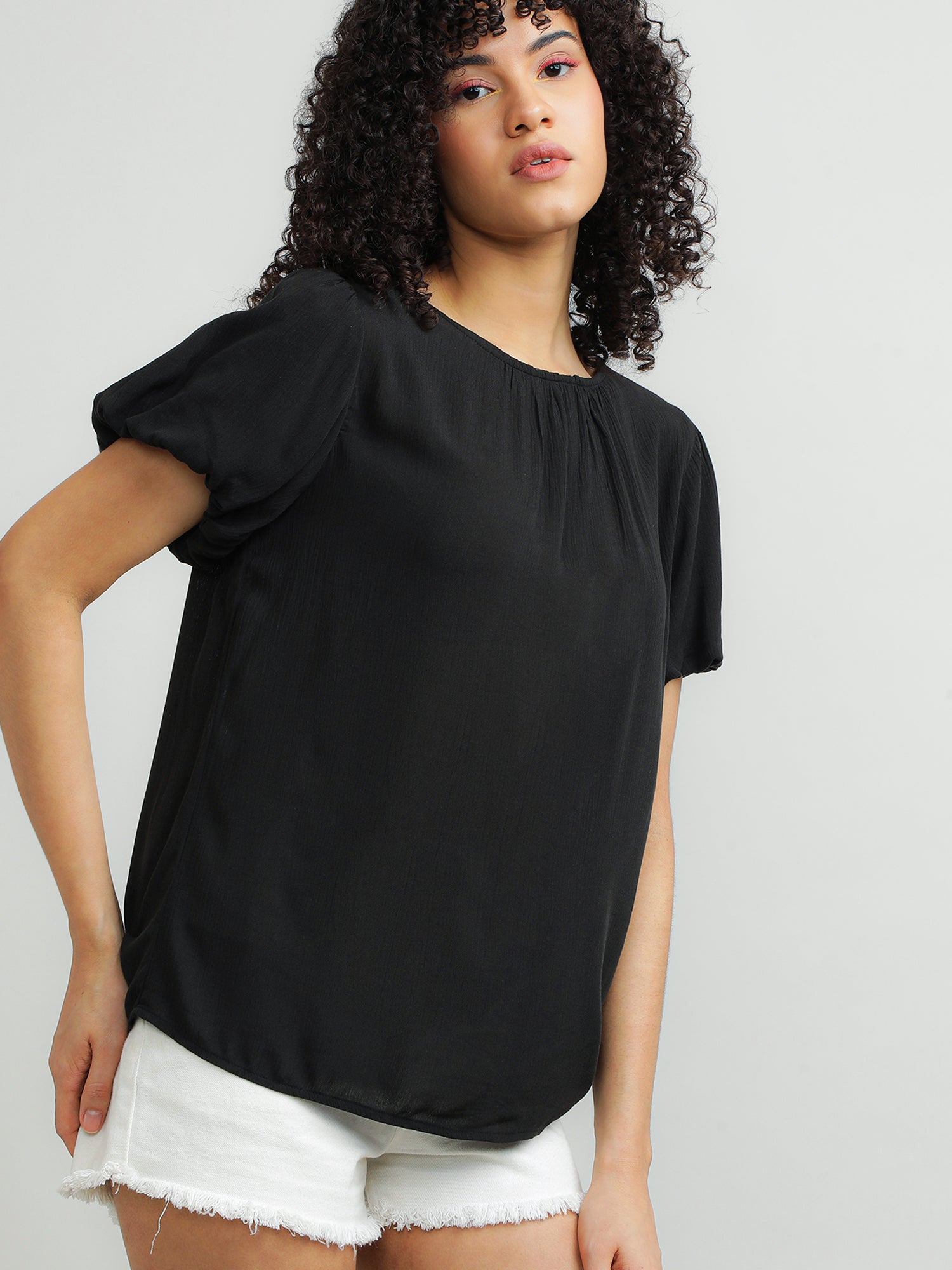 round neck black top