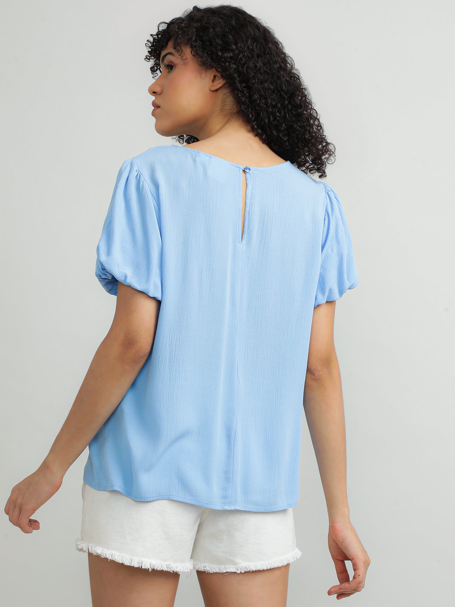 Women Viscose Blue Chic Top