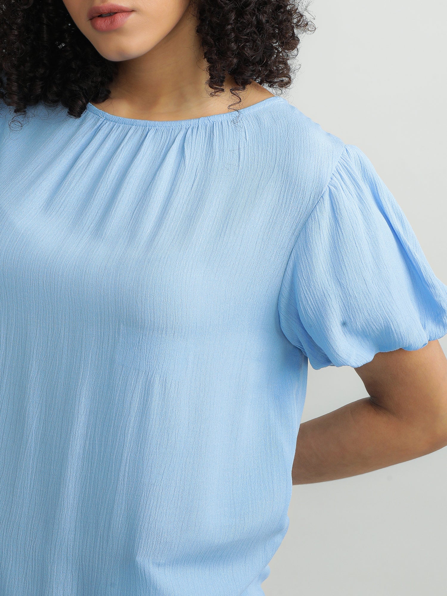 Women Viscose Blue Chic Top