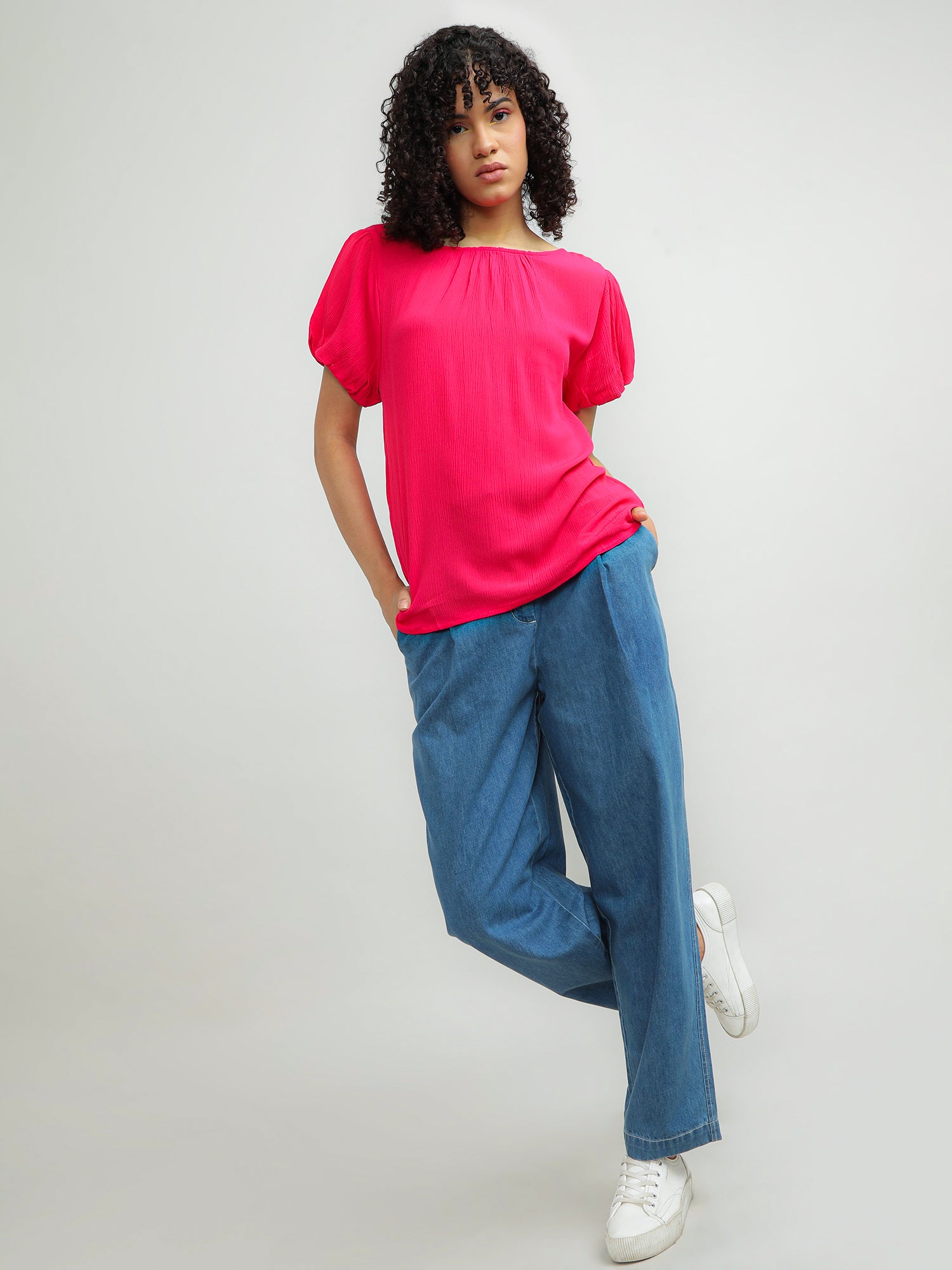 Women Viscose Pink Elegant Top