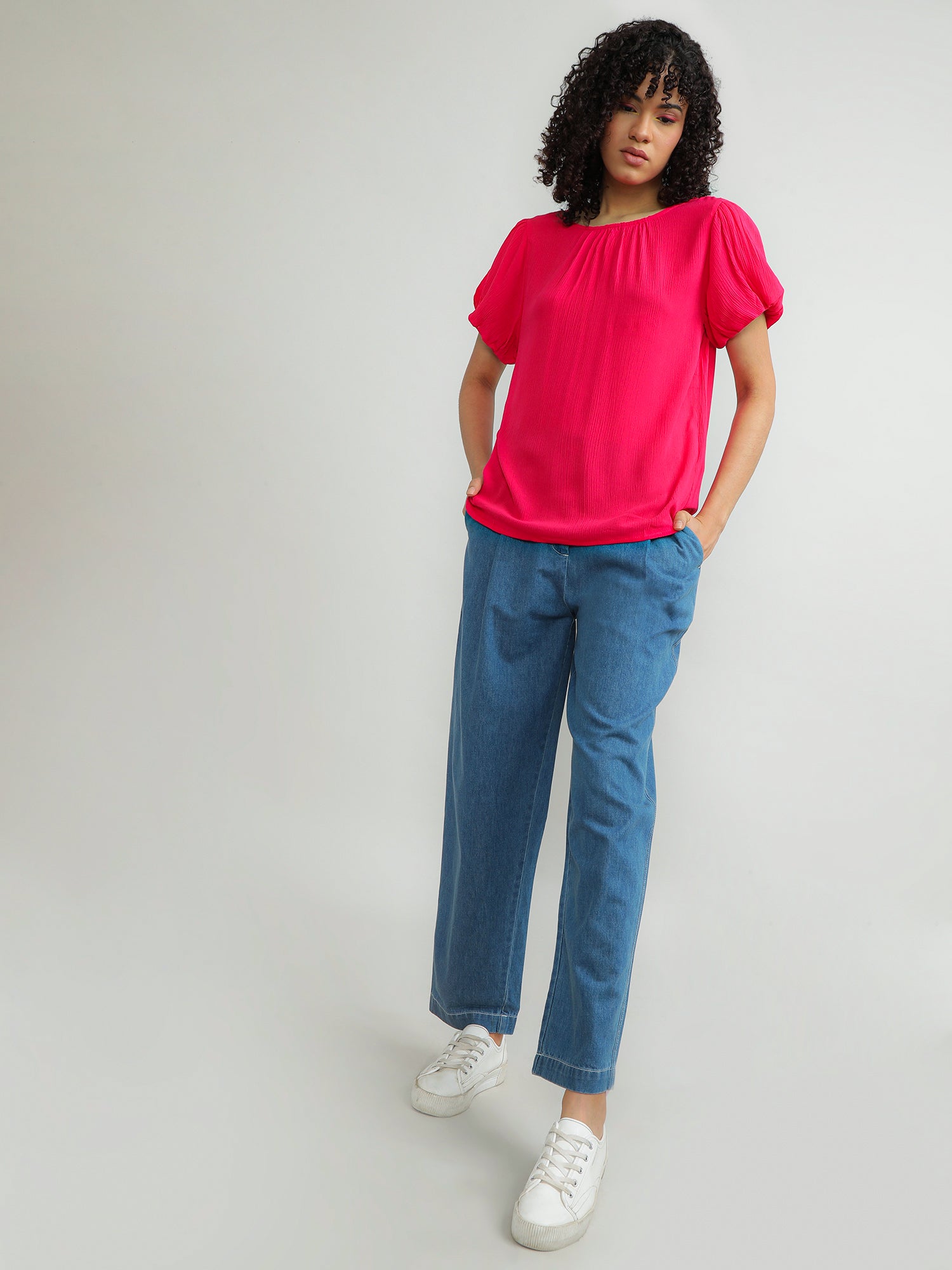 Women Viscose Pink Elegant Top