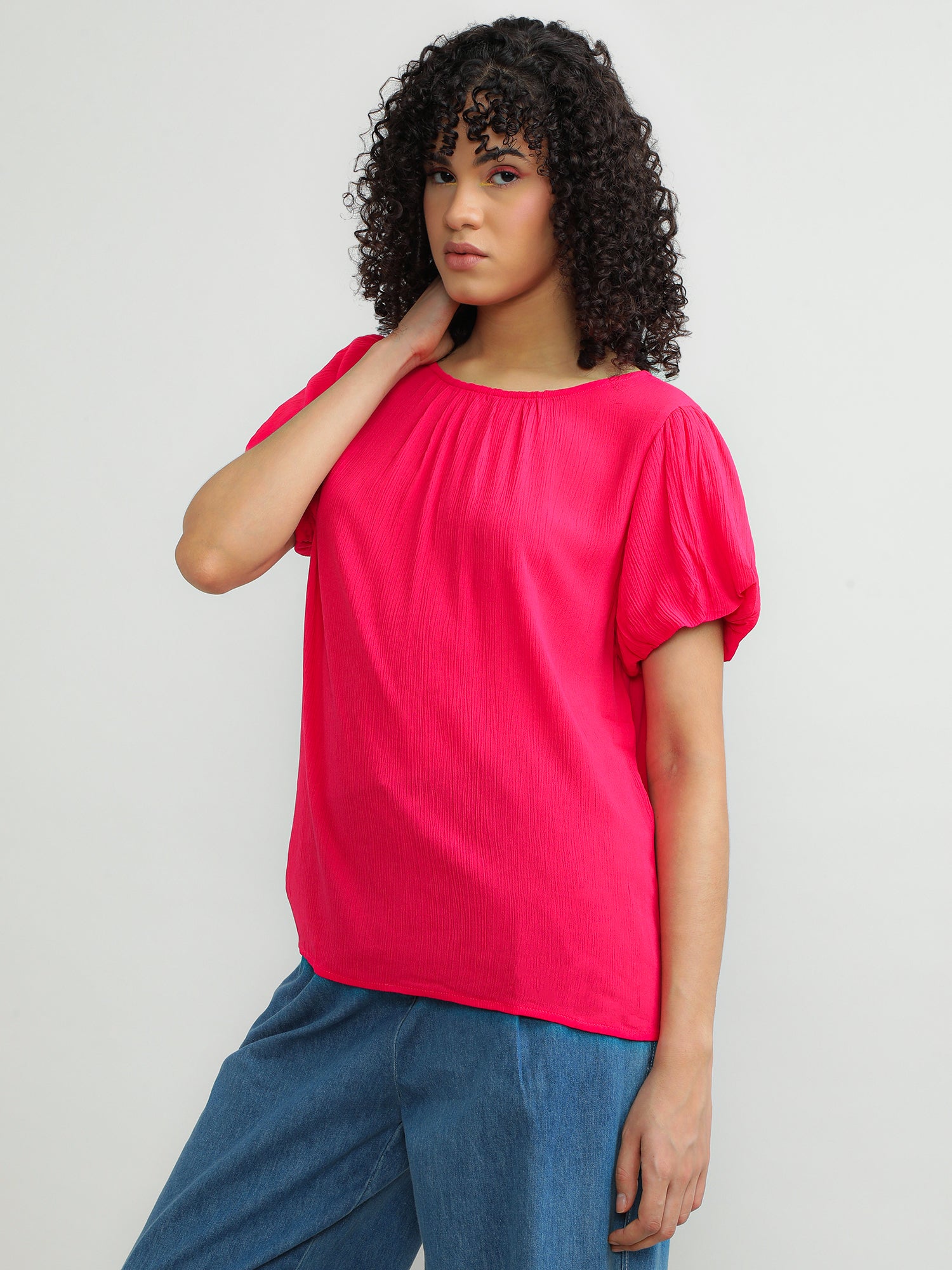 Women Viscose Pink Elegant Top