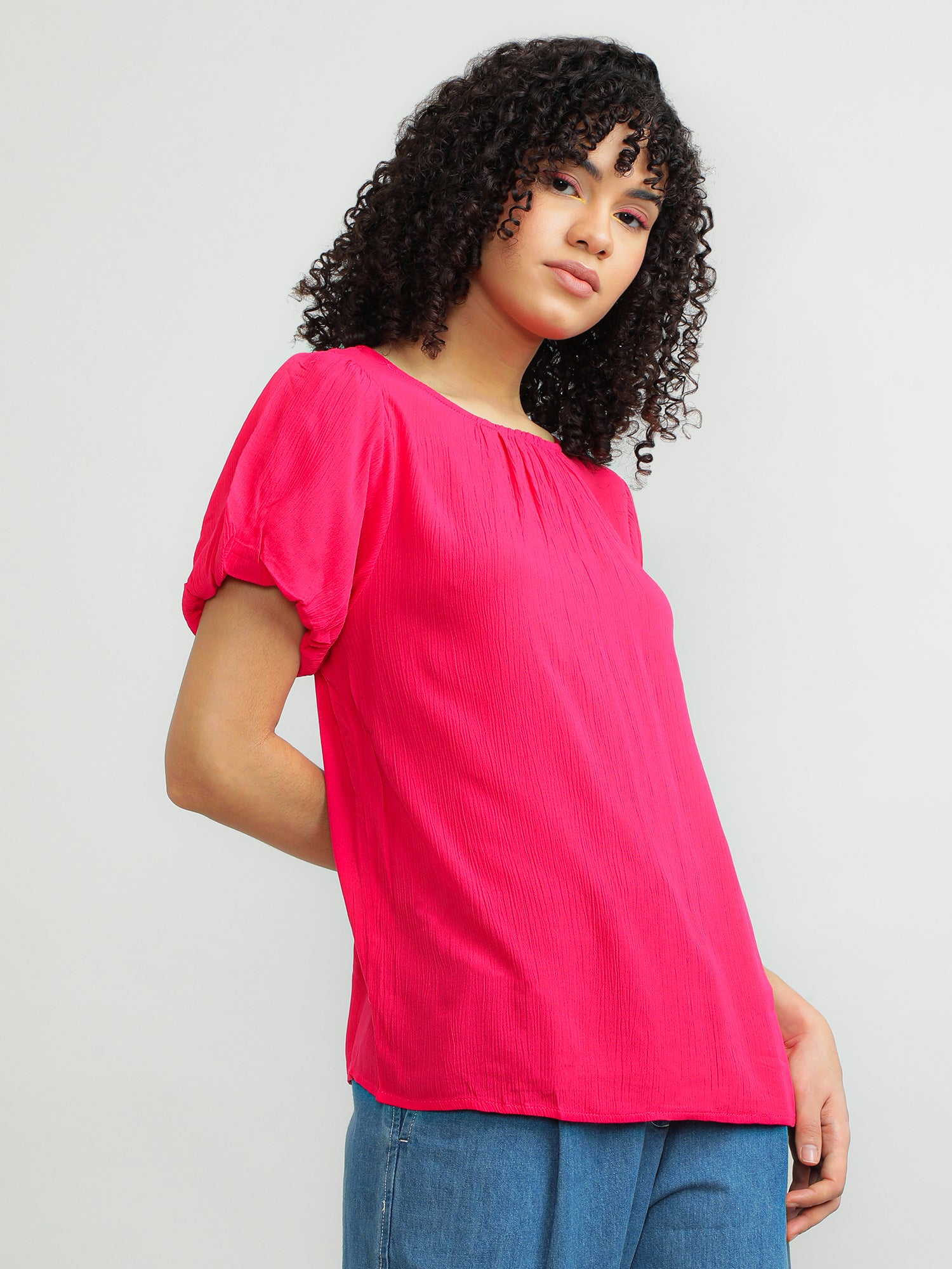 Women Viscose Pink Elegant Top