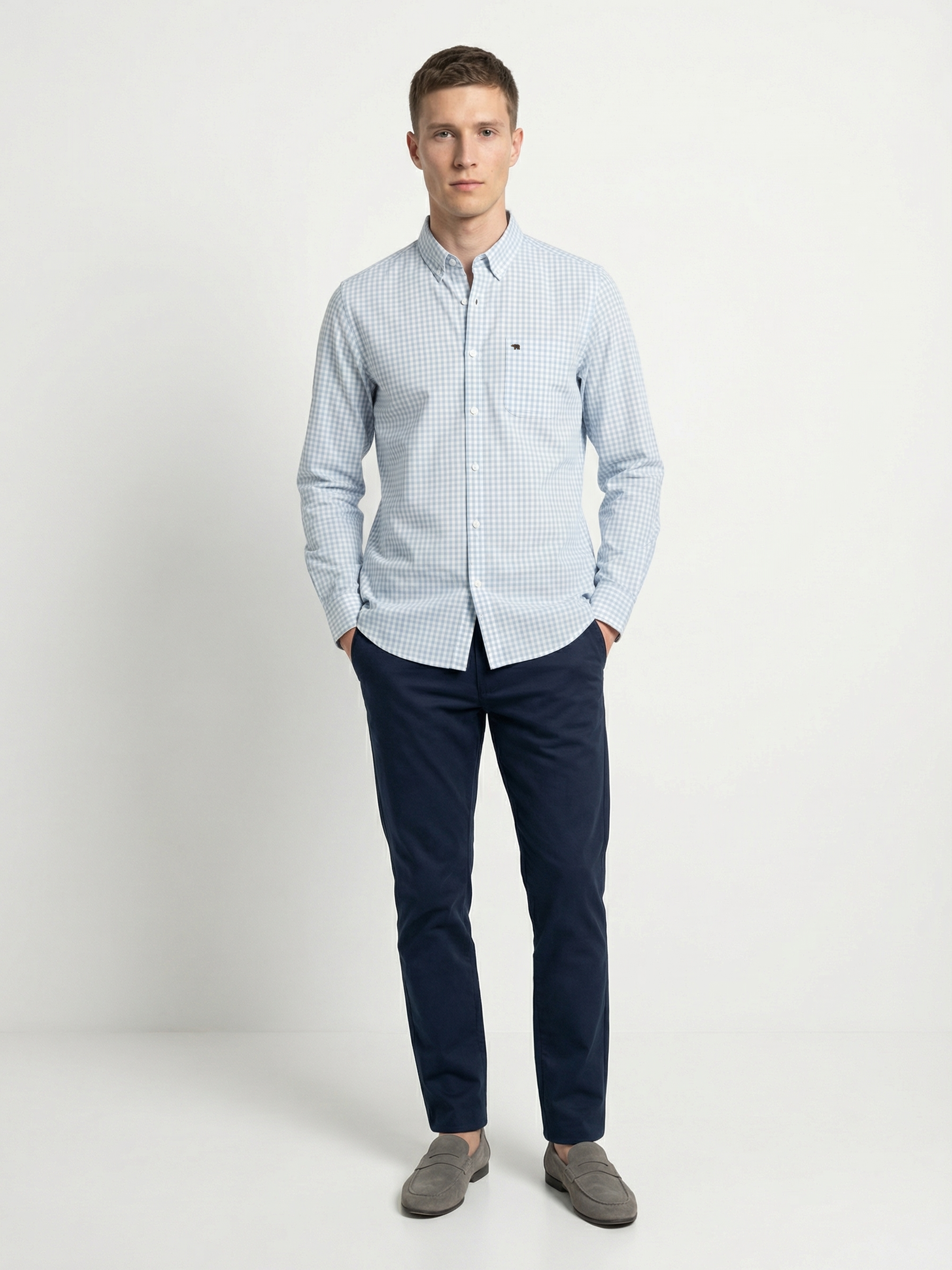 Men Blue Cotton Checked Shirt