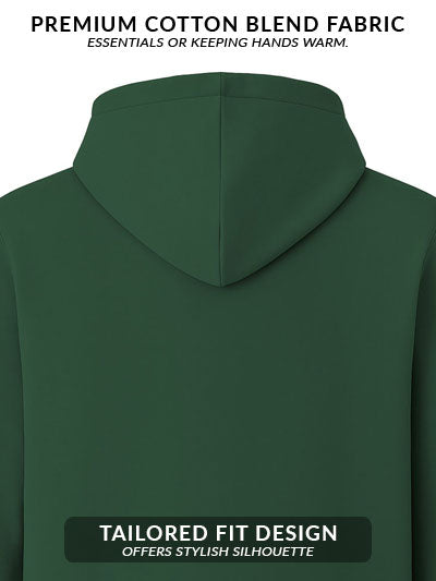 Men Green Cotton Fleece Printed Hoodie