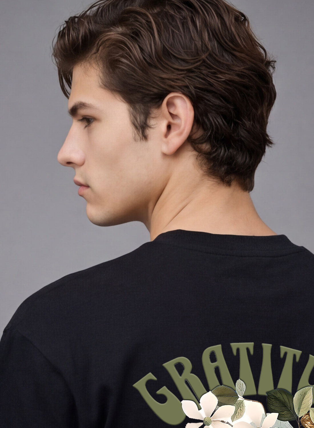 Men Oversize Fit Back Printed T-Shirt