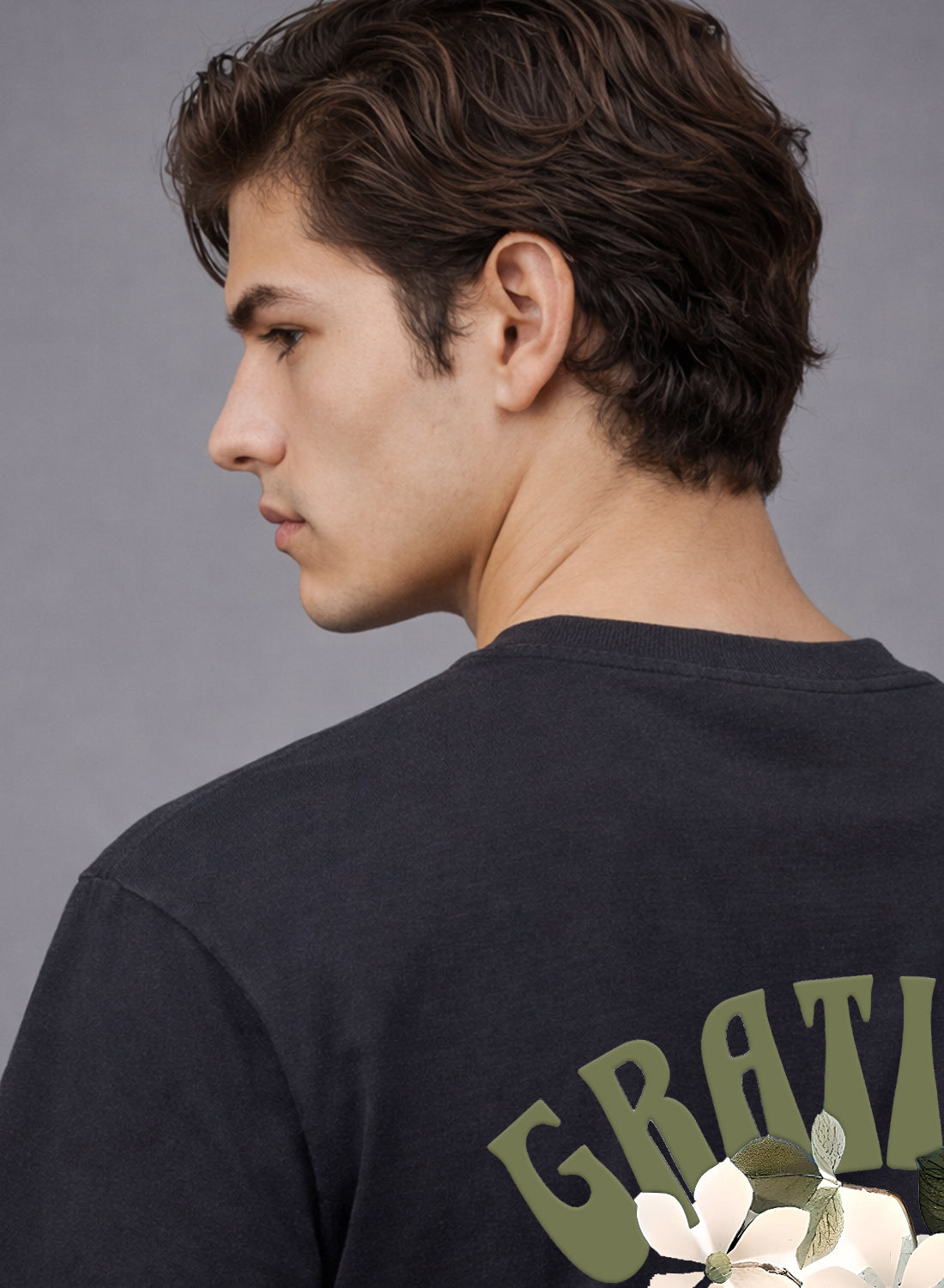 Men Oversize Fit Back Printed T-Shirt