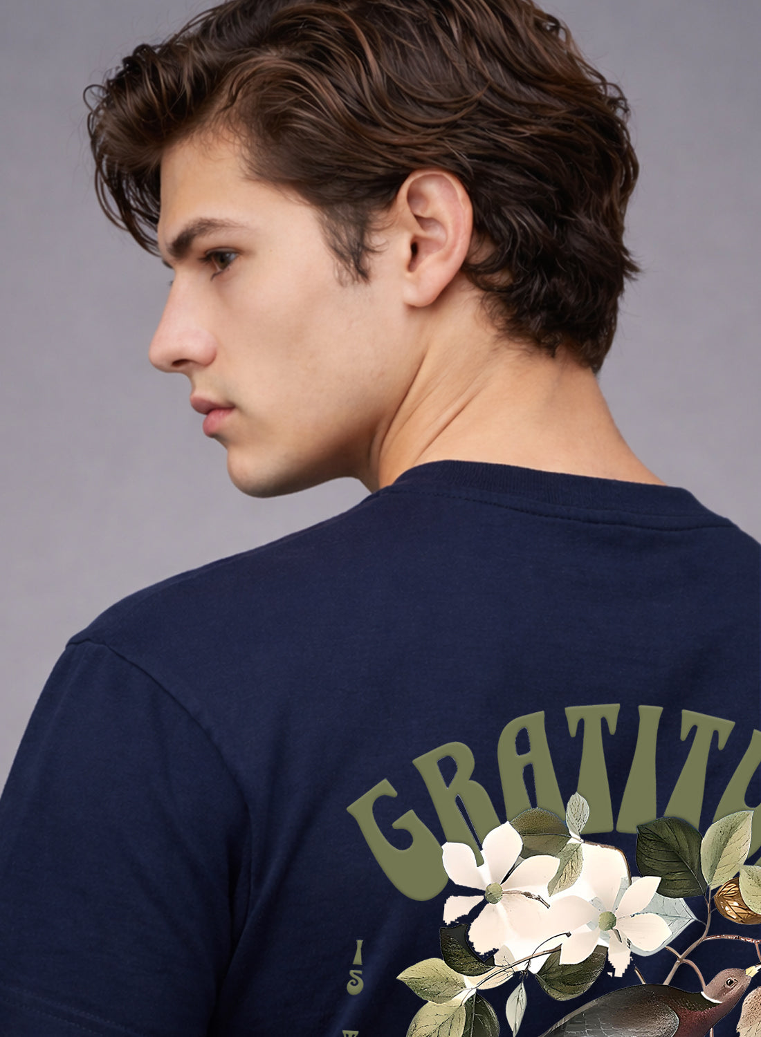 Men Oversize Fit Back Printed T-Shirt