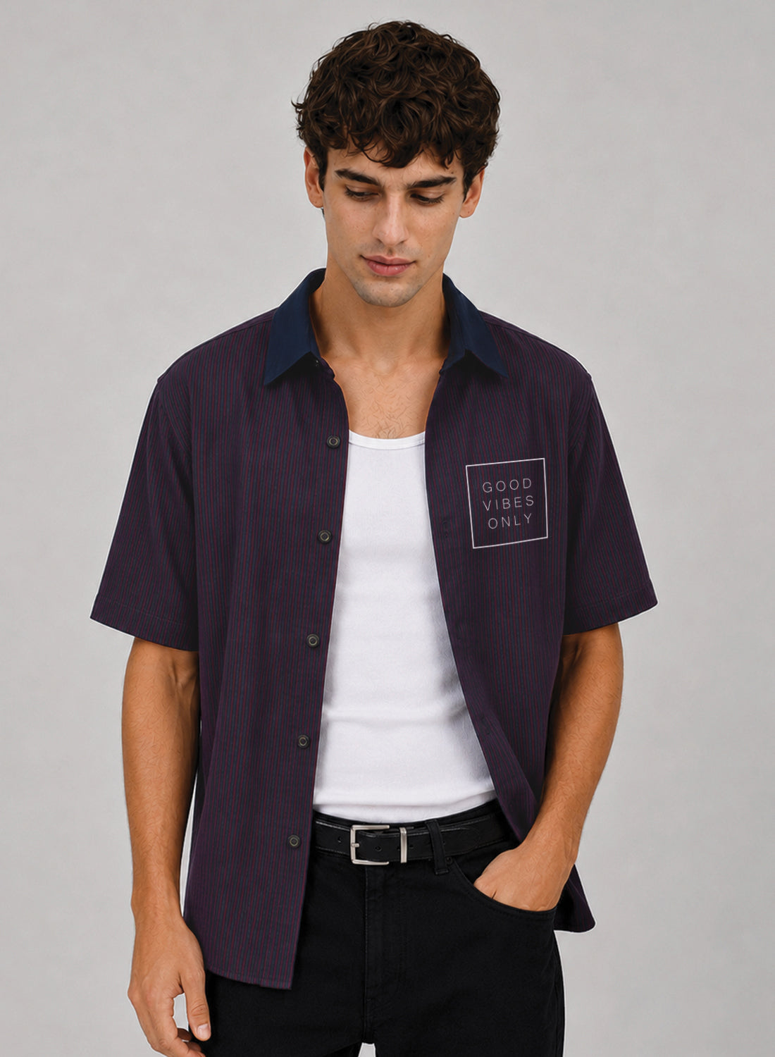 Men Maroon Striped Casual Shirt