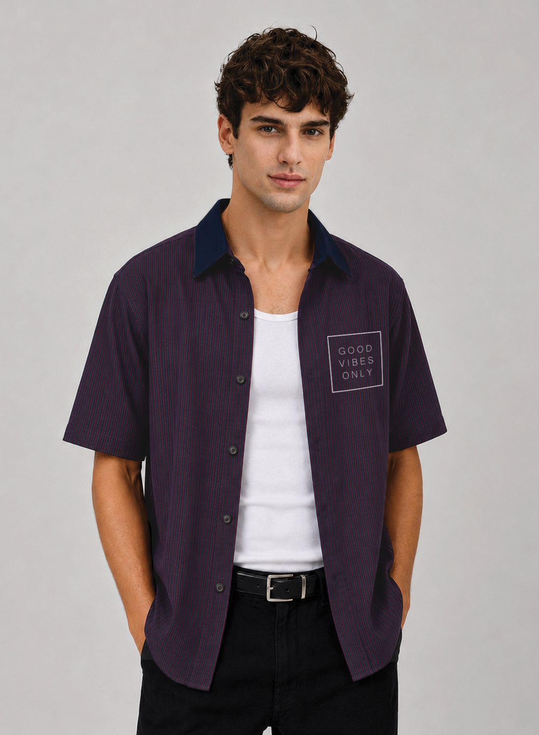 Men Maroon Striped Casual Shirt
