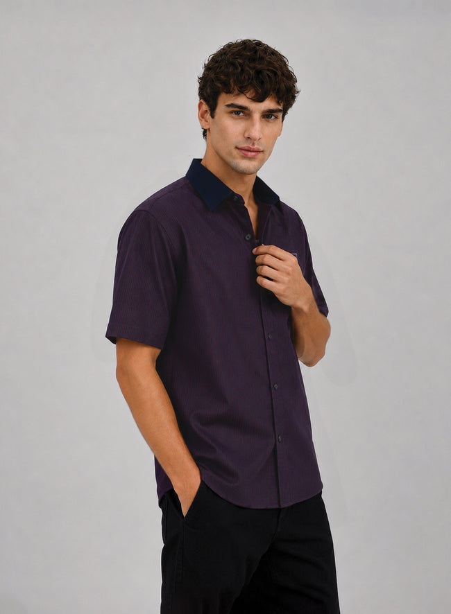 Men Maroon Striped Casual Shirt