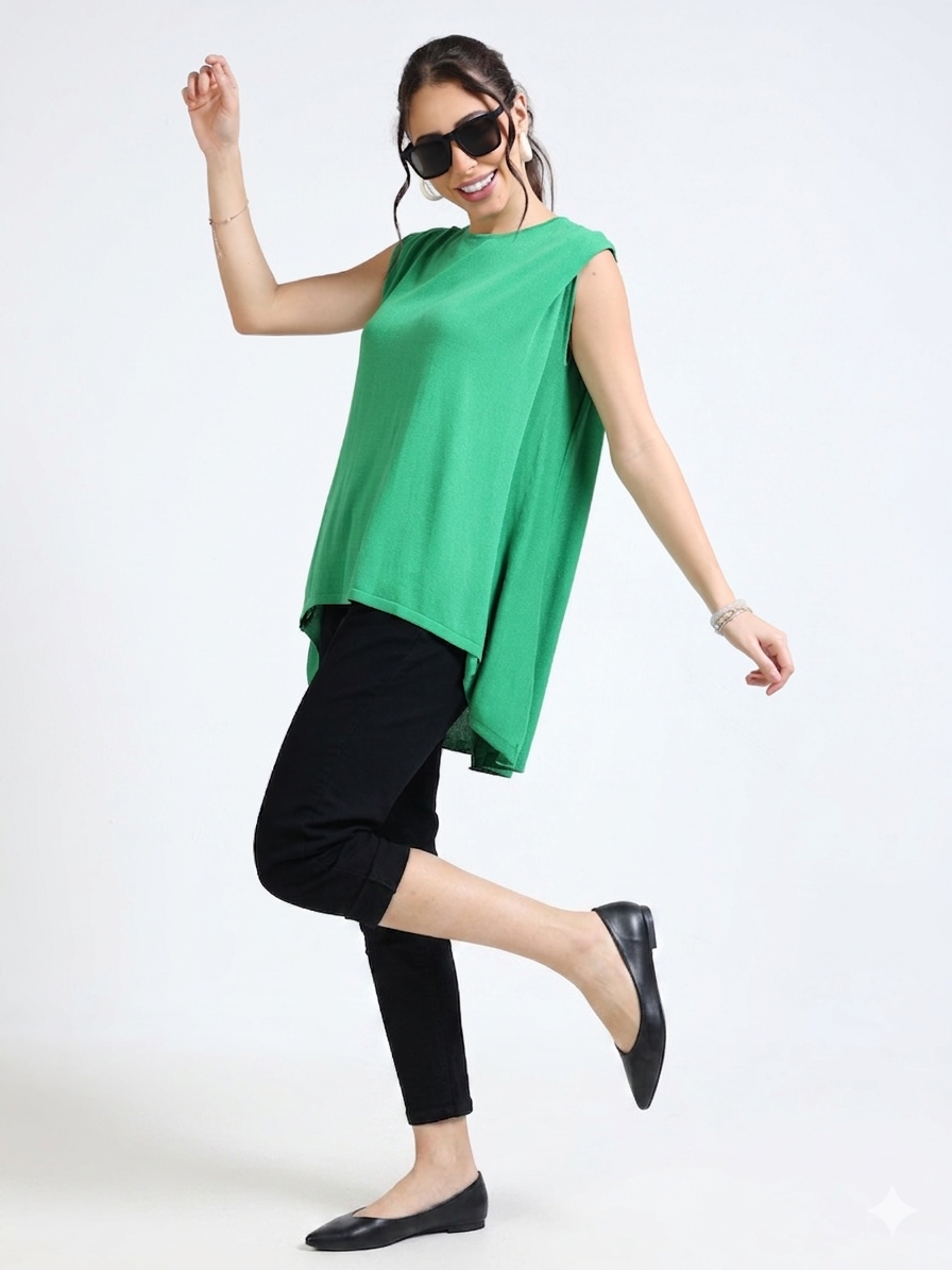 Women Green High Low Top