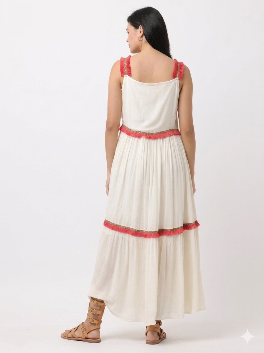 Women White Rayon Dress