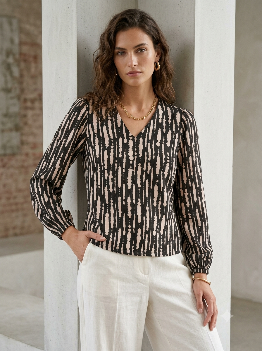 Women Monochrome Print Top
