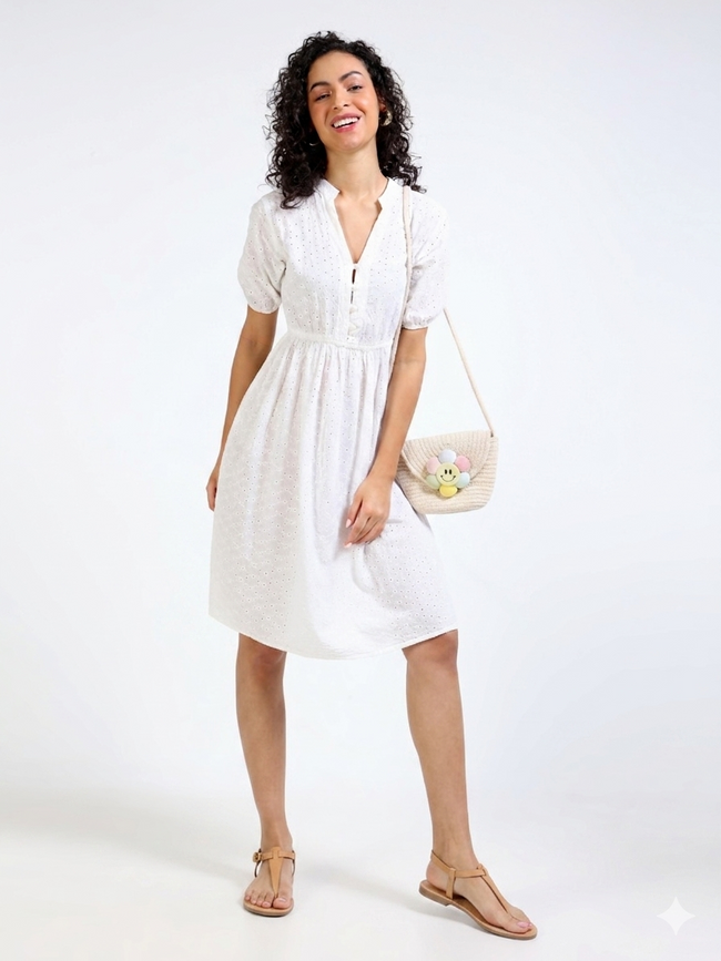 Women Schiffli Midi Dress