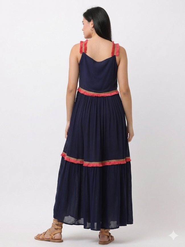 Women Blue Regular Fit Rayon Dress