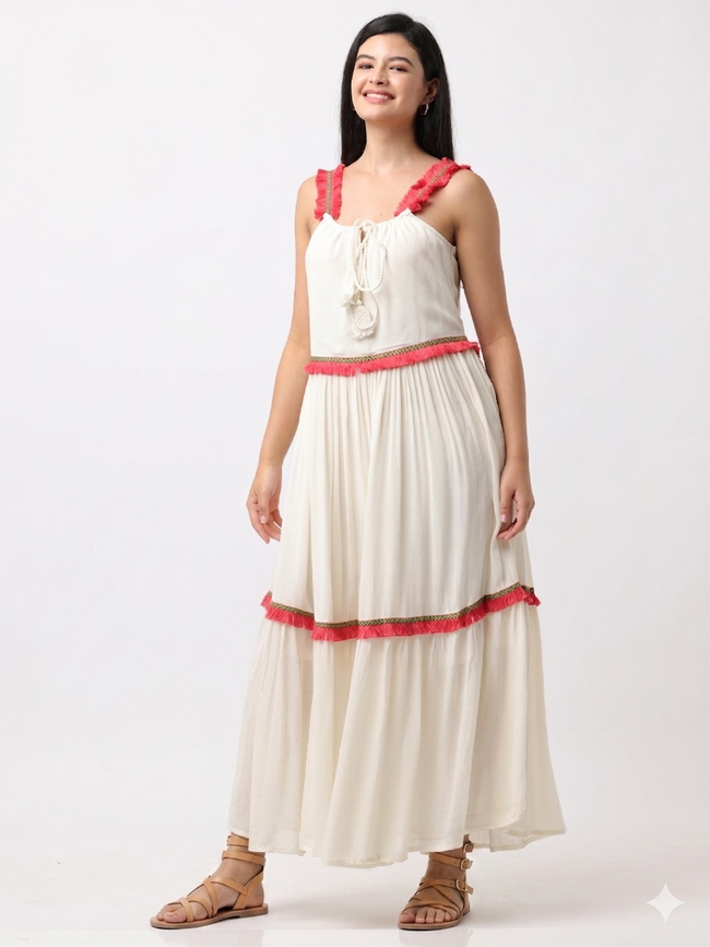 Women White Rayon Dress