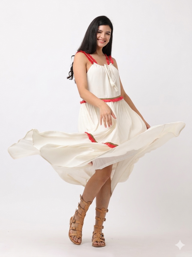 Women White Rayon Dress