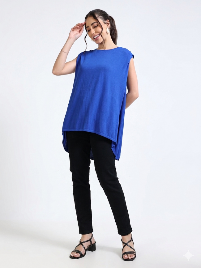 Women Blue High Low Top