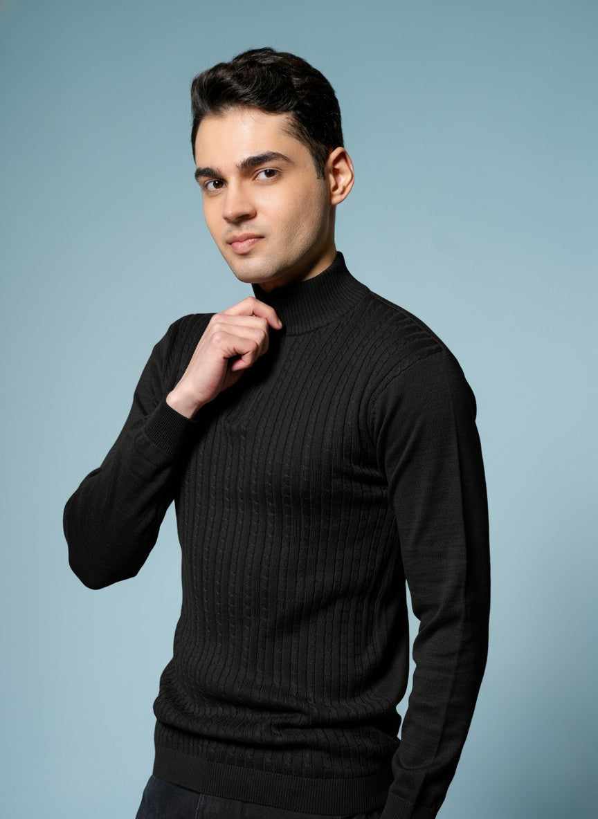 Men Black Cotton Sweatshirt