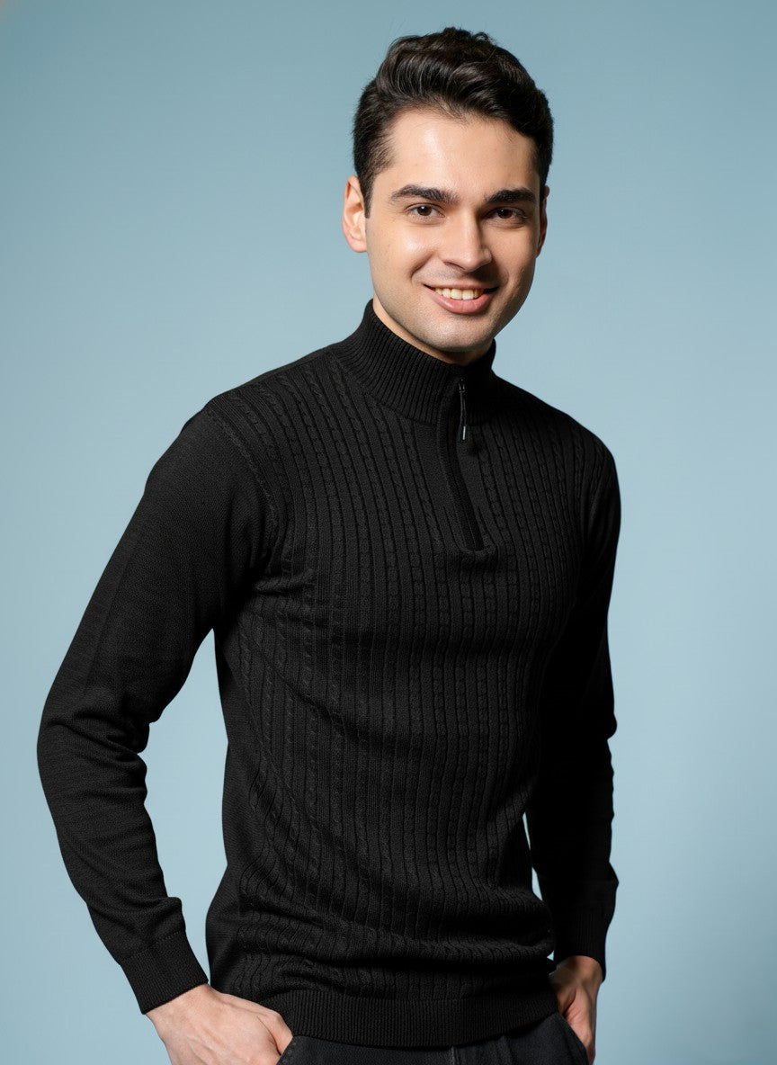 Men Black Cotton Sweatshirt