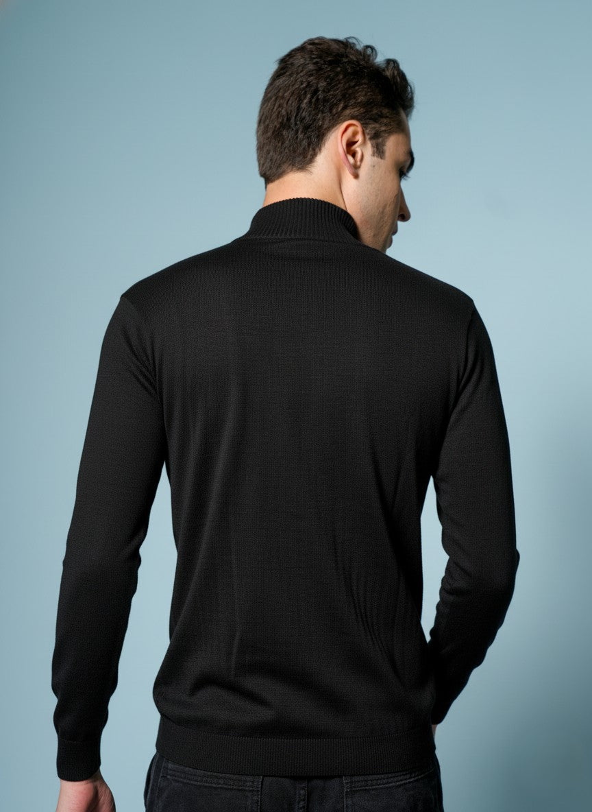 Men Black Cotton Sweatshirt
