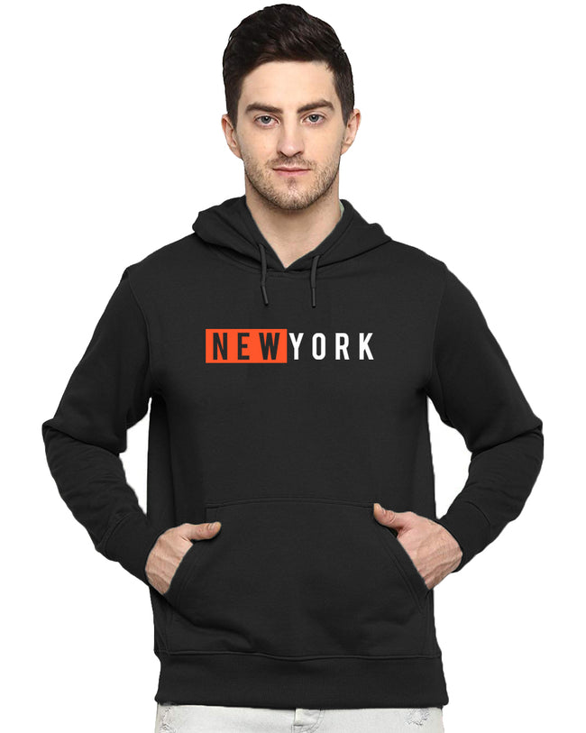 Men Black Printed Hoodie