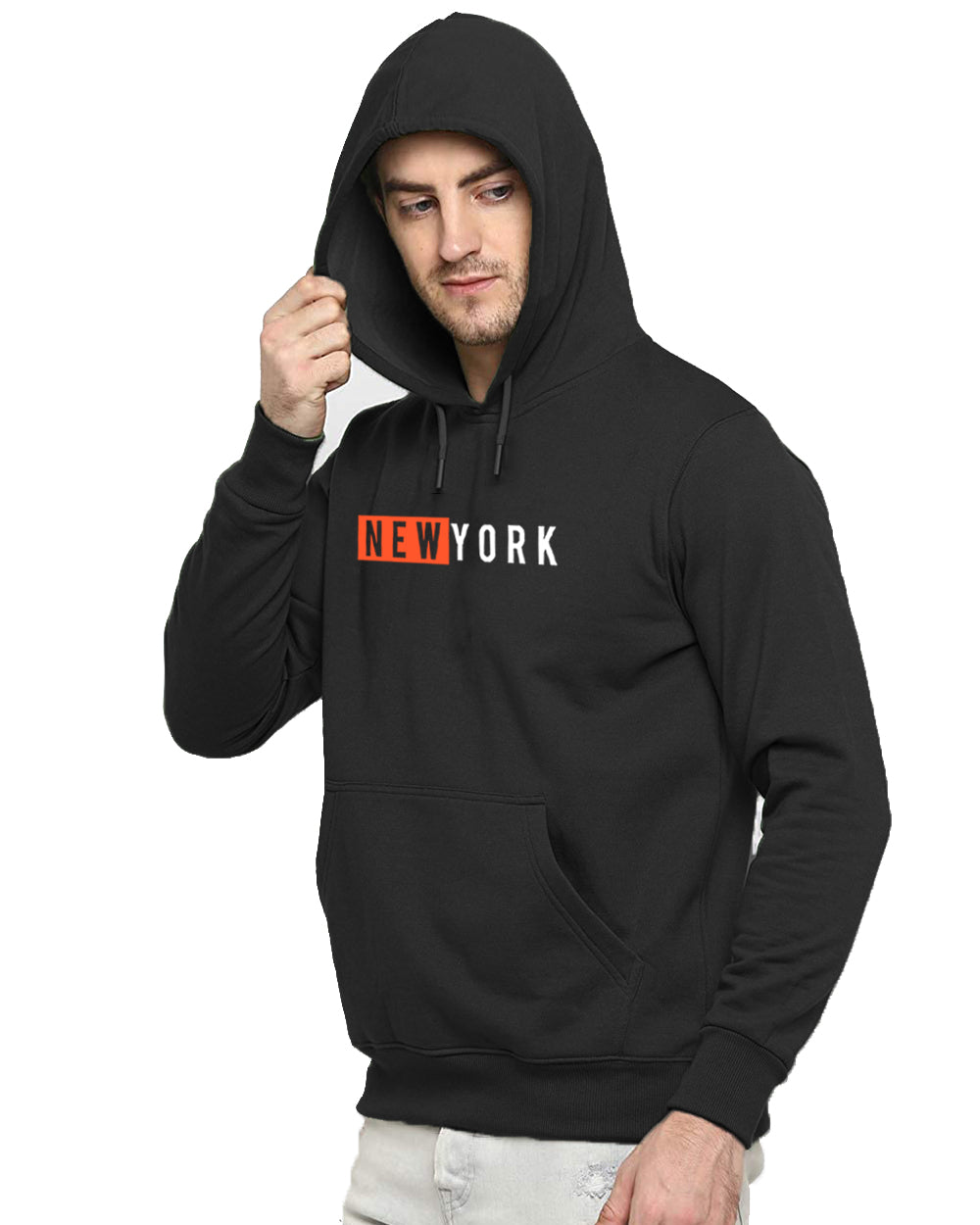 Men Black Printed Hoodie