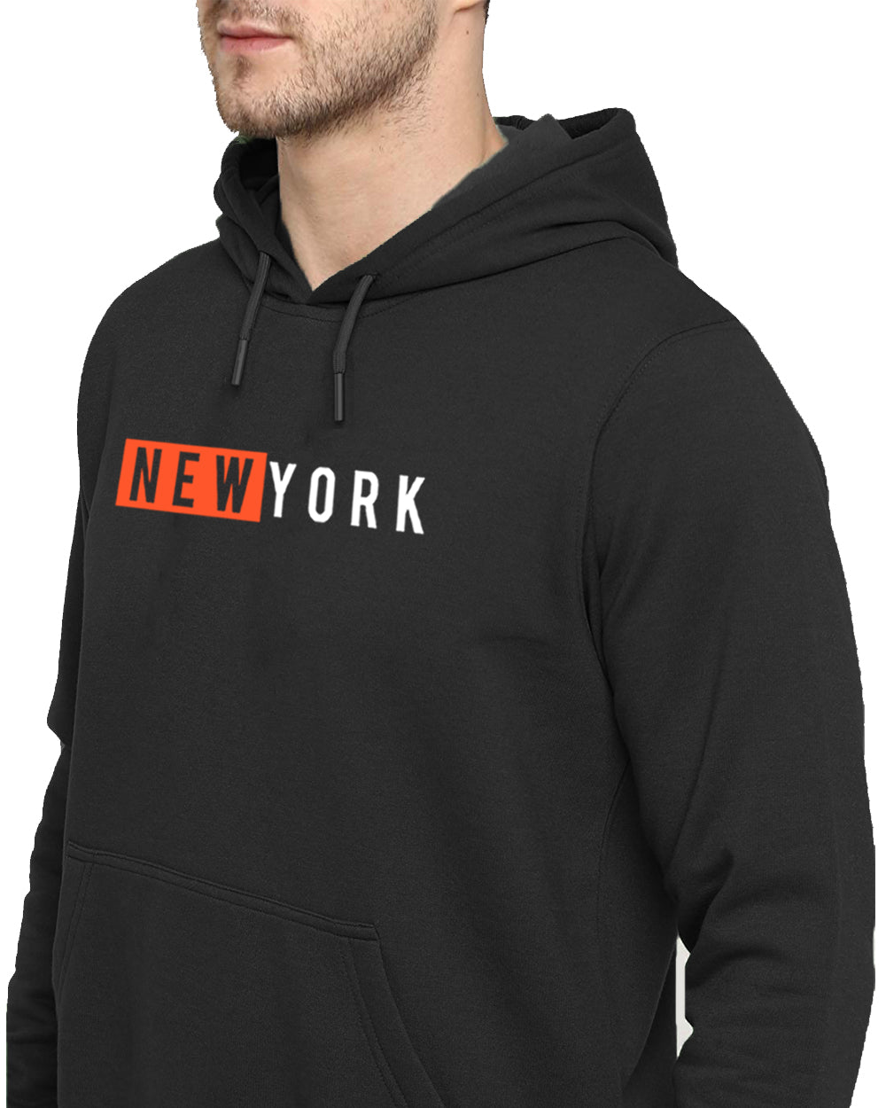 Men Black Printed Hoodie