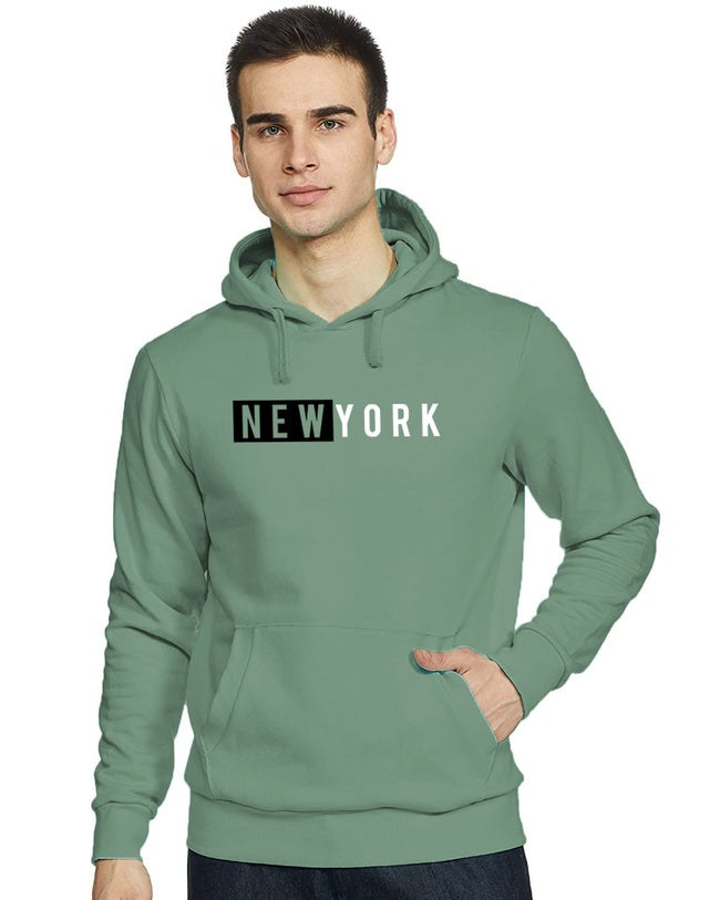 Men Green Printed Hoodie