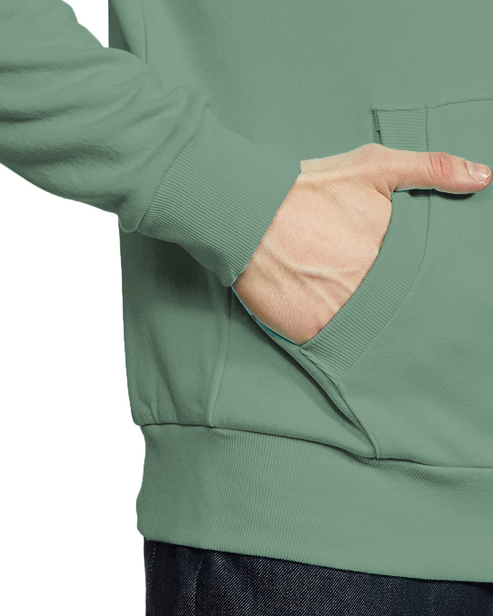 Men Green Printed Hoodie