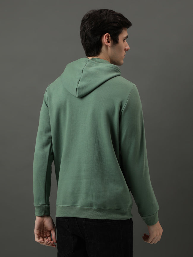 Men Green Printed Hoodie