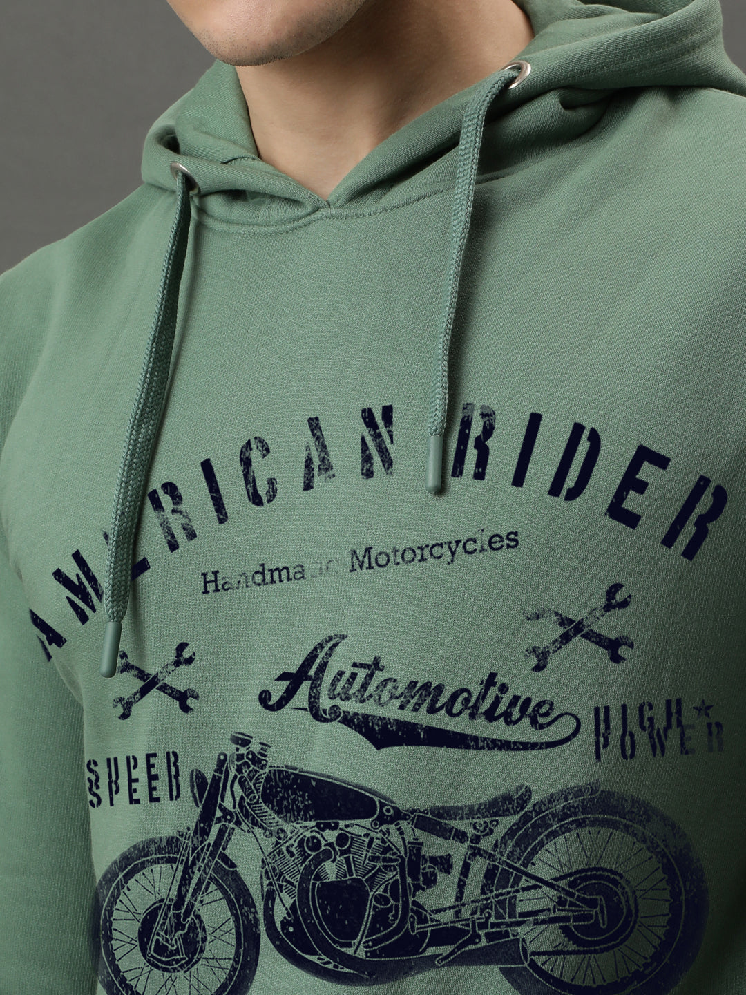 Men Green Printed Hoodie