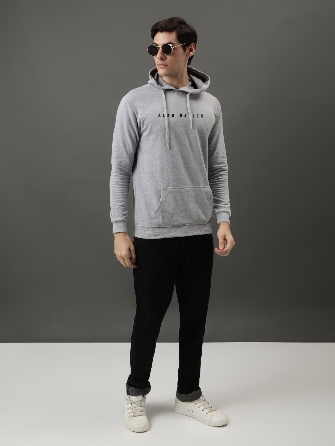 Men Grey Printed Hoodie