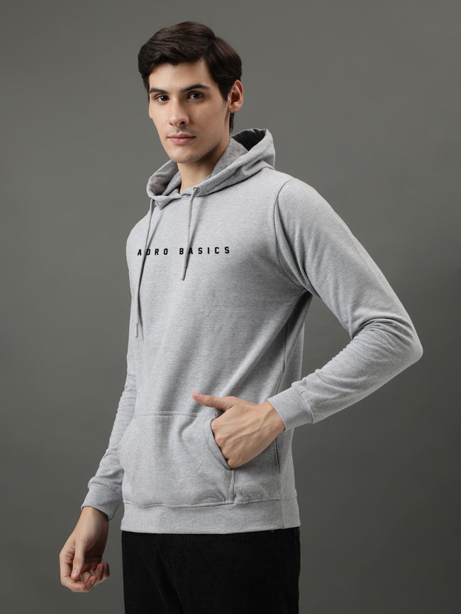 Men Grey Printed Hoodie