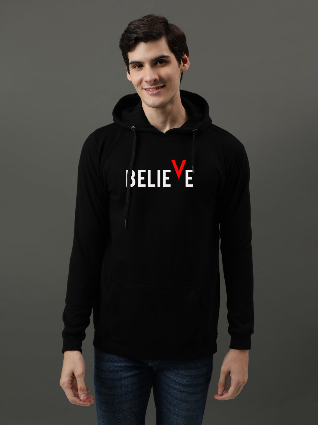 Men Black Printed Hoodie
