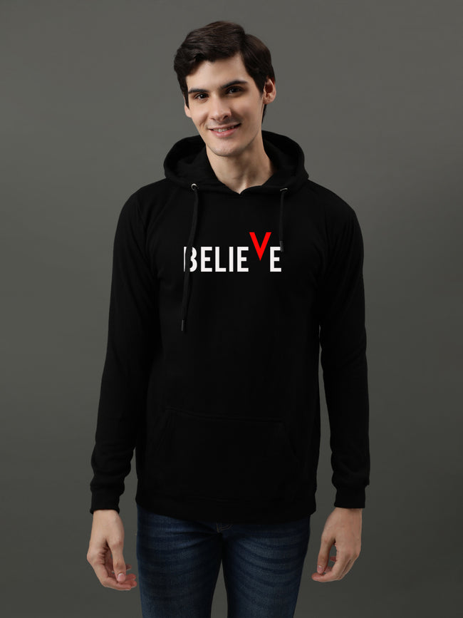 Men Black Printed Hoodie