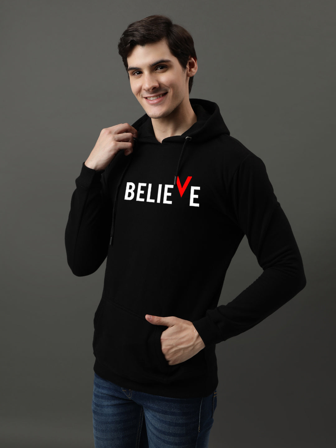 Men Black Printed Hoodie