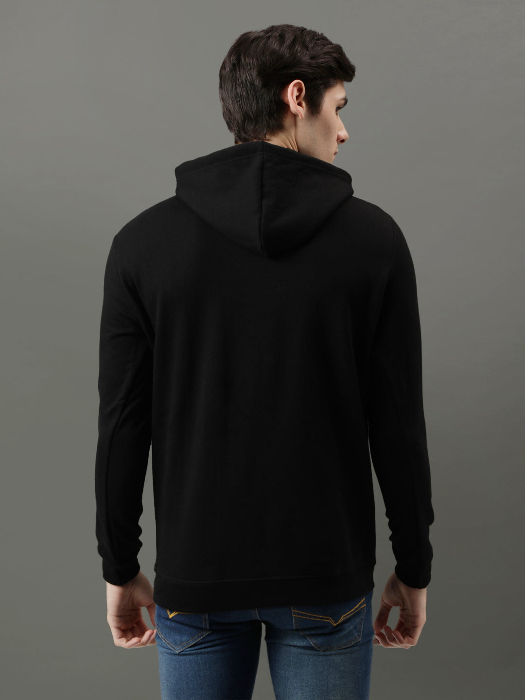 Men Black Be Yourself ton Printed Hoodie