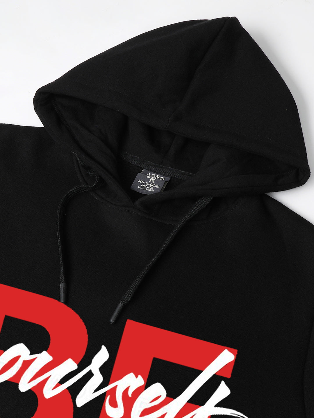 Men Black Be Yourself ton Printed Hoodie