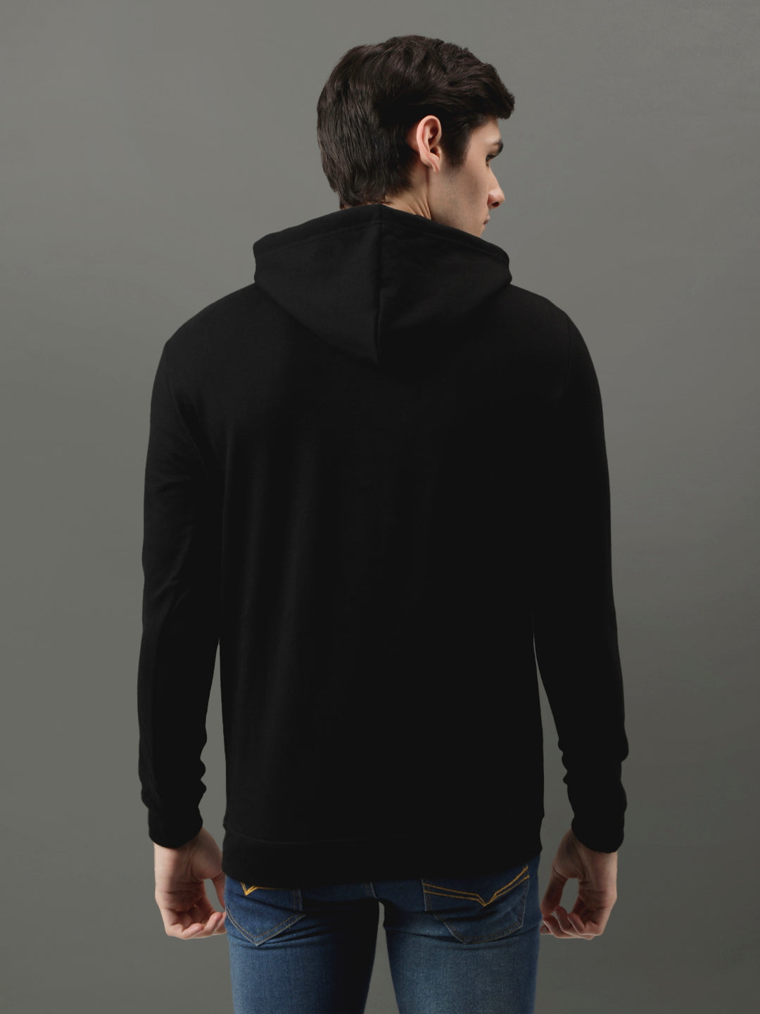 Men Black Printed Hoodie