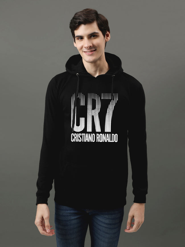 Men Black Printed Hoodie