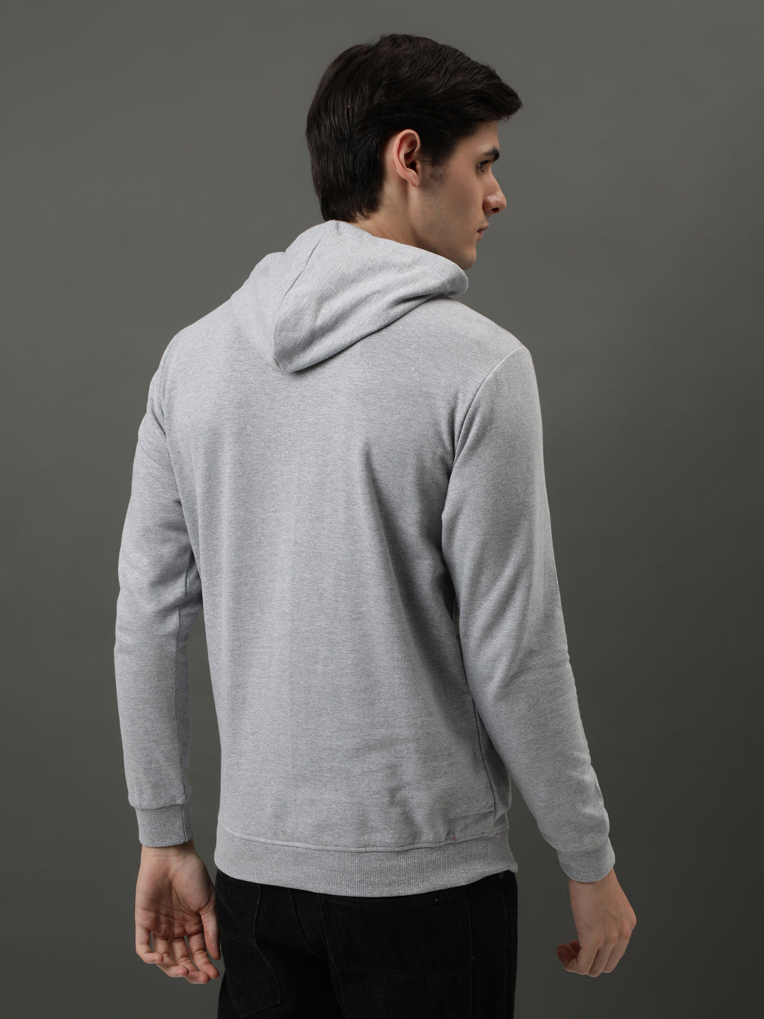Men Grey Printed Hoodie