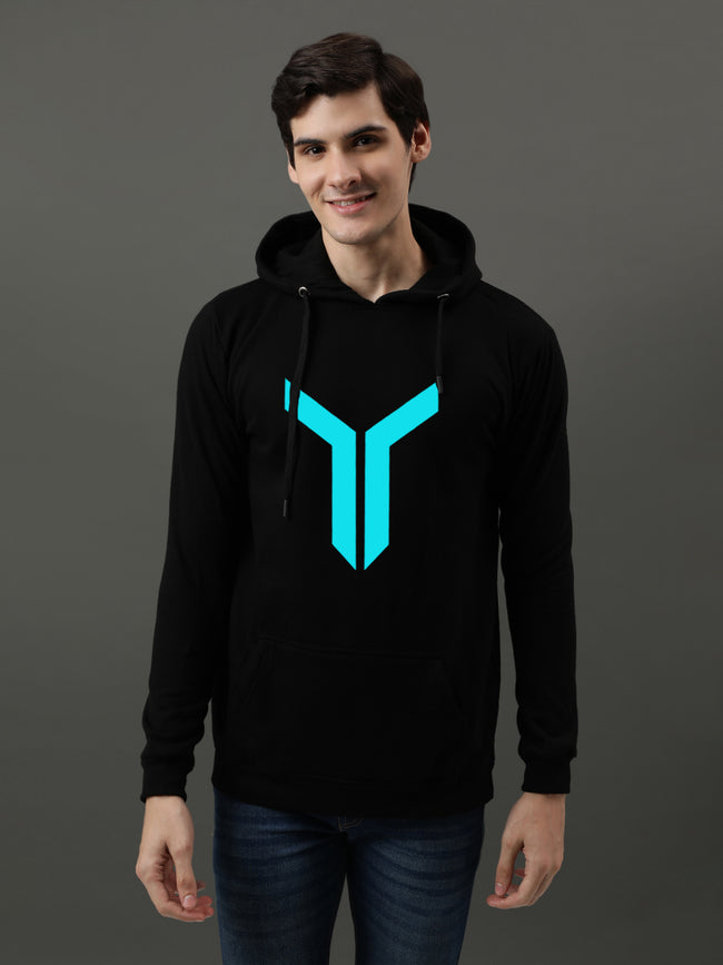 Men Black Printed Hoodie