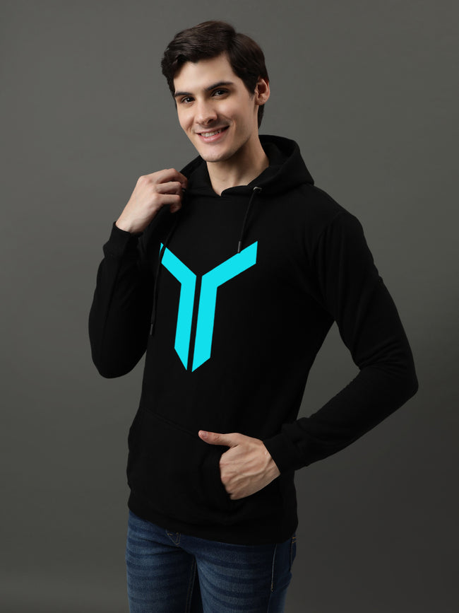 Men Black Printed Hoodie