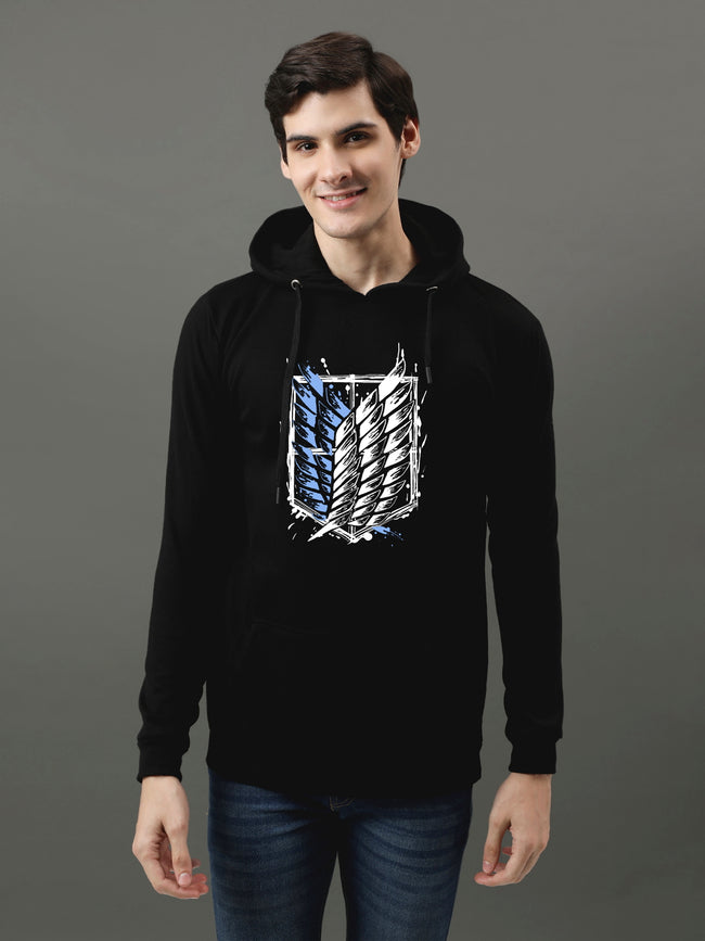 Men Black Printed Hoodie