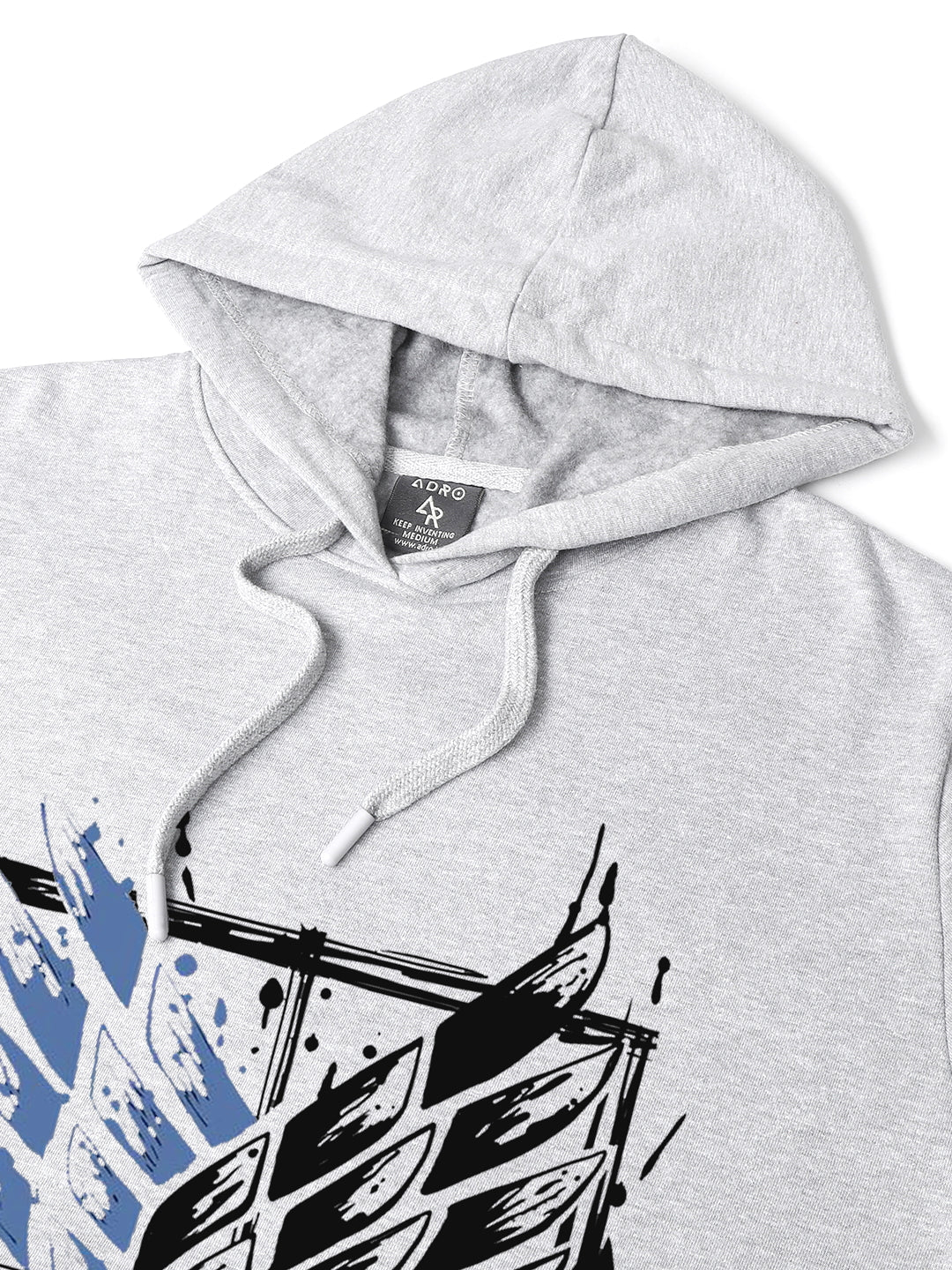 Men Grey Printed Hoodie